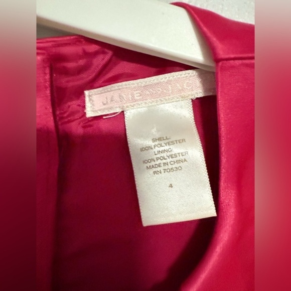 Janie and Jack WINTER BRIGHTS Hot Pink Satin‎ Dress W/ Bow & Pockets 4 Years - Picture 4 of 4